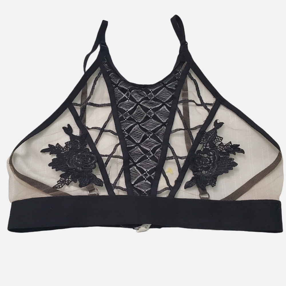 Lauren + Claire lace embroidered mesh bralette